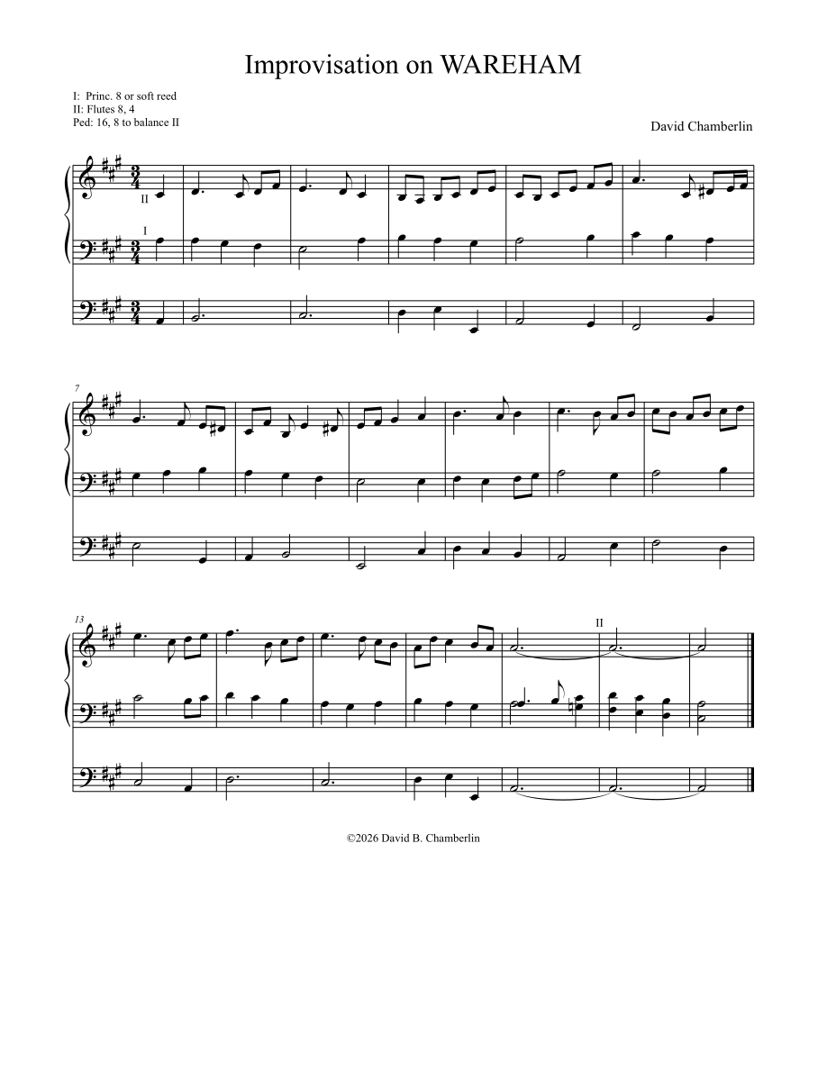 Improvisation on WAREHAM by David Chamberlin