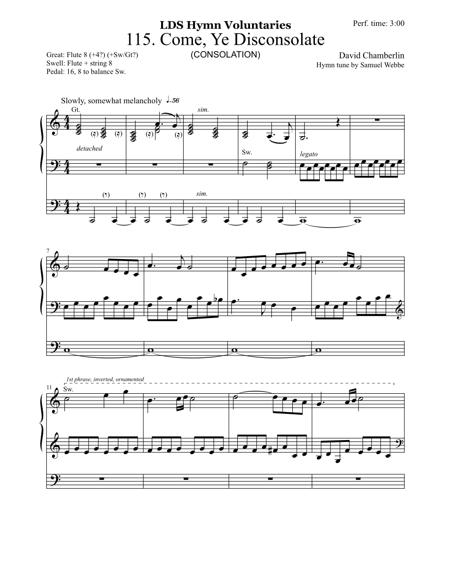 Come, Ye Disconsolate by David Chamberlin