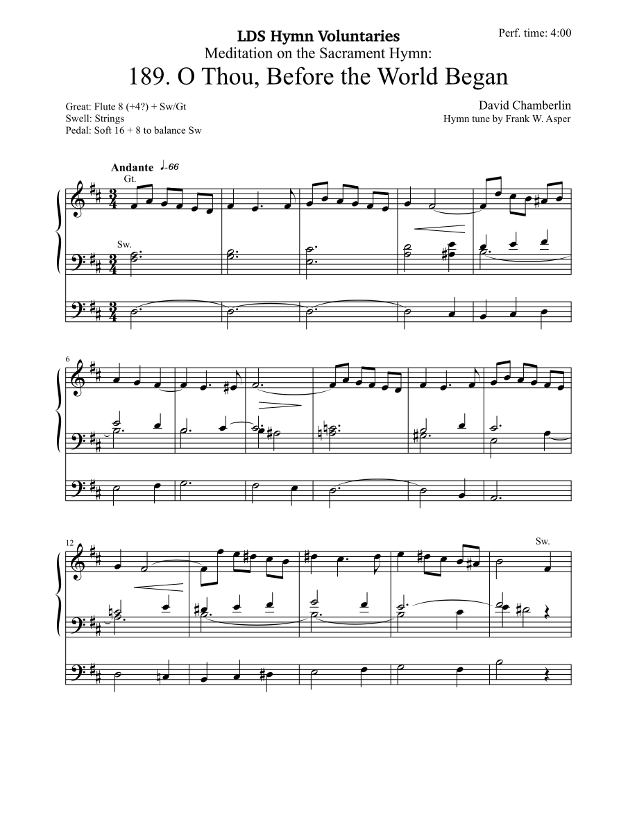 O Thou, Before the World Began by David Chamberlin