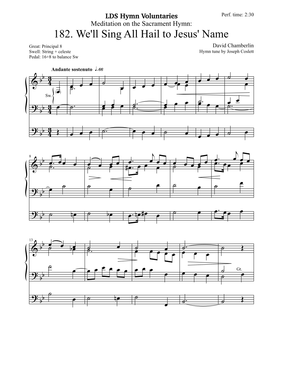 We'll Sing All Hail to Jesus' Name by David Chamberlin