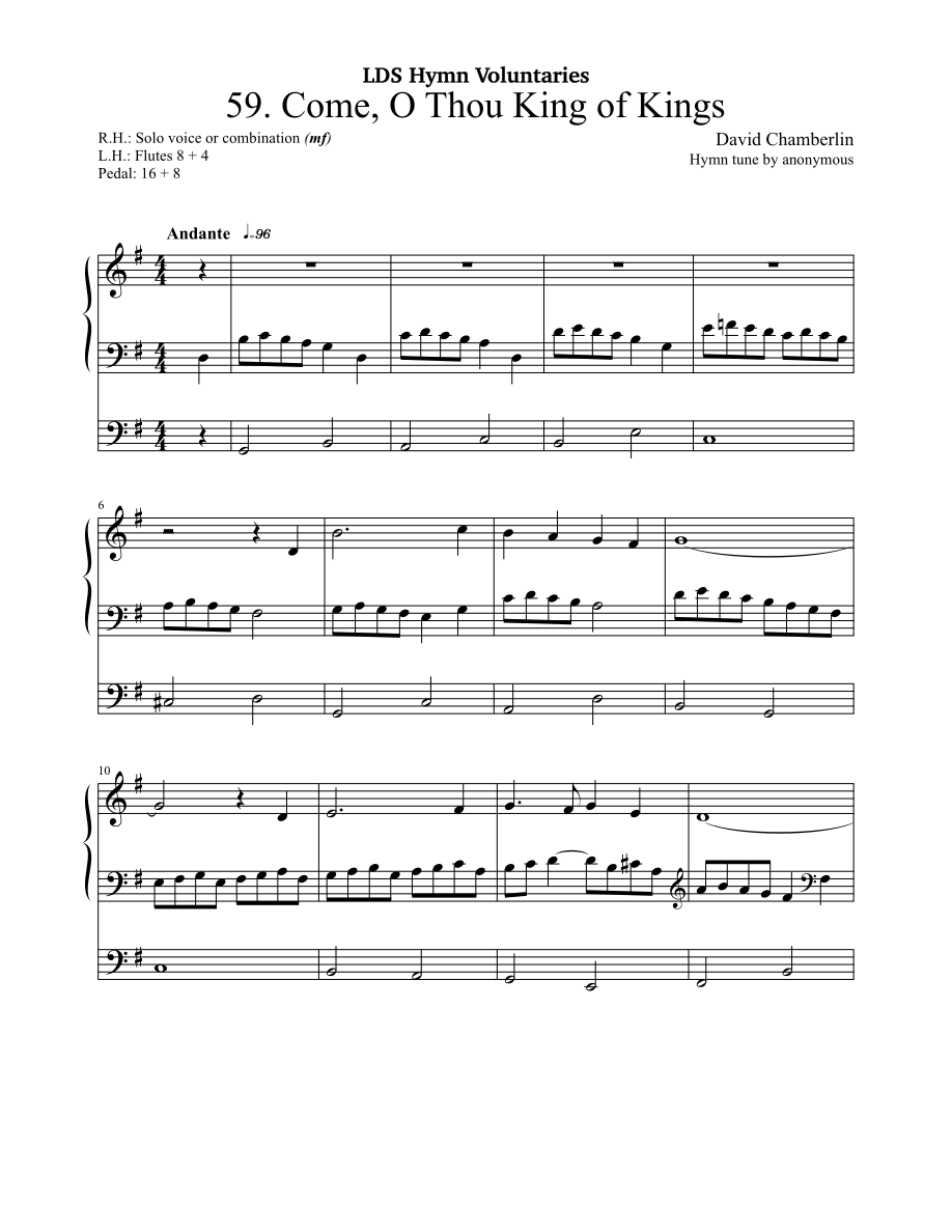 Come, O Thou King of Kings by David Chamberlin
