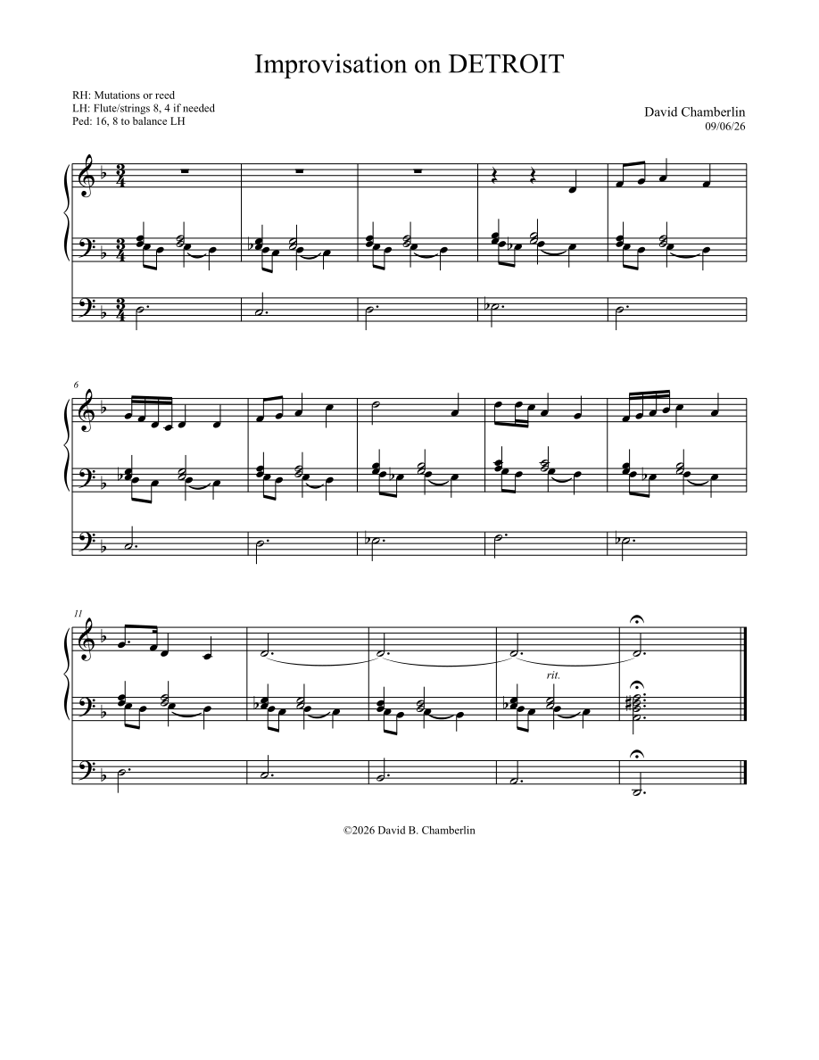 Improvisation on DETROIT by David Chamberlin
